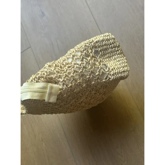 Straw Woven Women's Small Tote Bag With Zipper Natural Tan Beach Pool Shopping - Picture 7 of 8